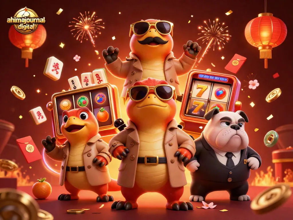 Win big with ahimajournal-digital's dynamic VIP casino scene featuring raptors and slot reels.