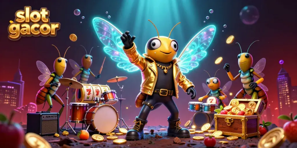 Experience the thrill of slot gacor games with vibrant casinos, golden treasures, and animated characters.