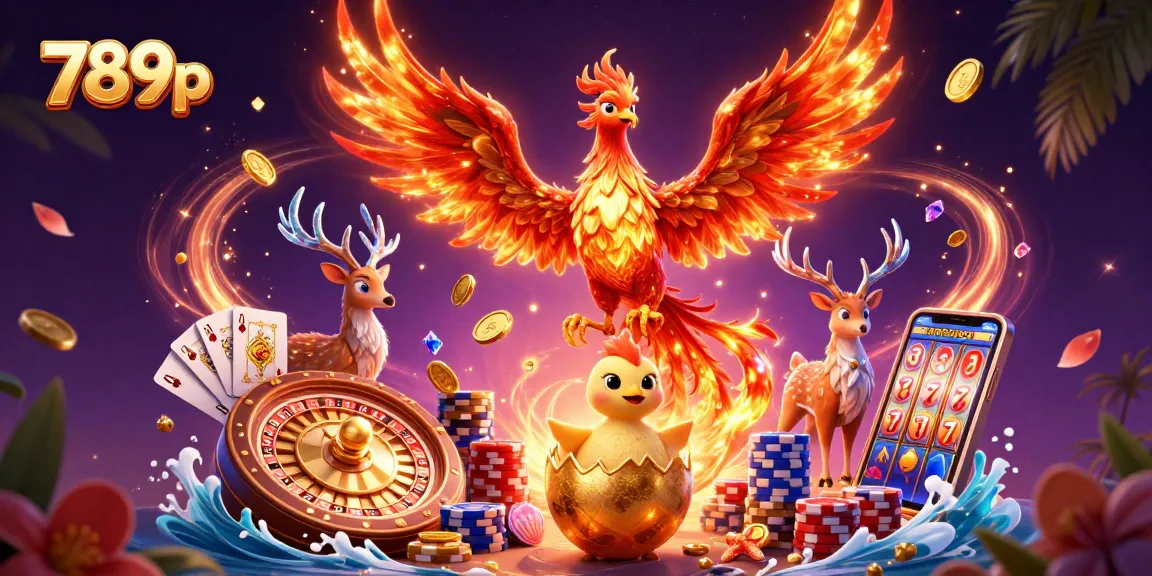 Experience the excitement of 789p with fire phoenix and golden games in this dynamic casino illustration.