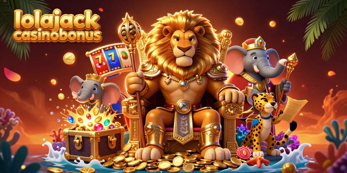 Win big at lolajack casinobonus with vibrant 3D illustration of luxurious casino characters and elements.